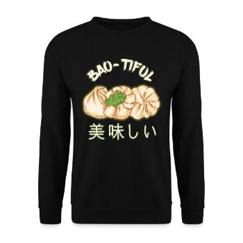 Bao Bun Funny Dim Sum Bao - Tiful Asian Food - Unisex Sweatshirt - black - Front - Alina (178cm) & Michal (187cm)
