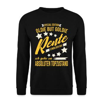 Rente Endlich Im Absoluten Topzustand - Rentner - Unisex Pullover - Schwarz - Vorne - Alina (178cm) & Michal (187cm)