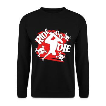 Skateboarder Ride Or Die With Skulls Skateboarding - Unisex Sweatshirt - black - Front - Alina (178cm) & Michal (187cm)
