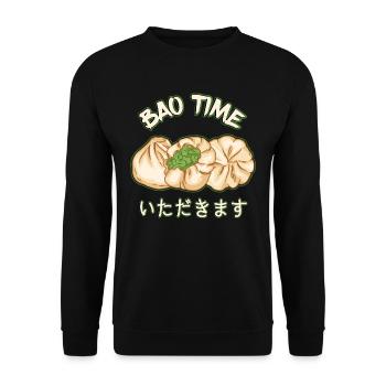 Bao Bun Funny Dim Sum Bao Time Asian Food Gift - Unisex Sweatshirt - black - Front - Alina (178cm) & Michal (187cm)