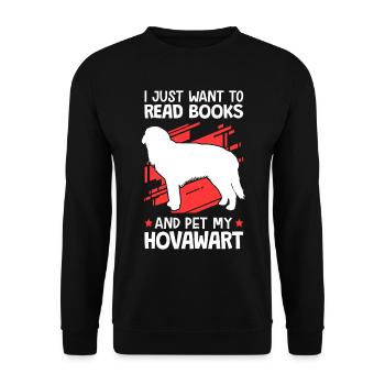I want to read books and stroke Hovawart - Unisex Sweatshirt - black - Front - Alina (178cm) & Michal (187cm)