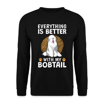 Everything better with Bobtail Old English Shepherd - Unisex Sweatshirt - black - Front - Alina (178cm) & Michal (187cm)