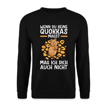Quokkas nicht mögen Kurzschwanzkänguru - Unisex Pullover - Schwarz - Vorne - Alina (178cm) & Michal (187cm)