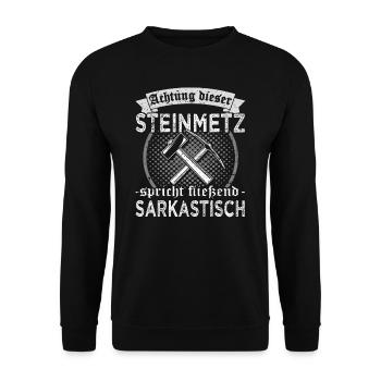 Steinmetz - Steinbearbeitung - Bildhauer - Unisex Pullover - Schwarz - Vorne - Alina (178cm) & Michal (187cm)