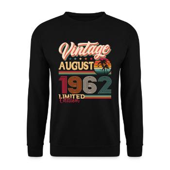Vintage 1962 August 60th Birthday Gift Fun - Unisex Sweatshirt - black - Front - Alina (178cm) & Michal (187cm)