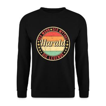 Harald Der Mann Der Mythos Die Legende - Unisex Pullover - Schwarz - Vorne - Alina (178cm) & Michal (187cm)