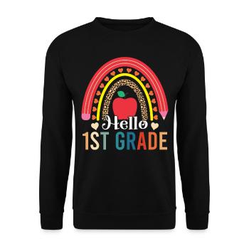 First Day Of School Hello First 1st Grade Teacher - Unisex Sweatshirt - black - Front - Alina (178cm) & Michal (187cm)