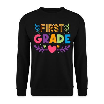 First Day Of School First Grade Teacher - Unisex Pullover - Schwarz - Vorne - Alina (178cm) & Michal (187cm)