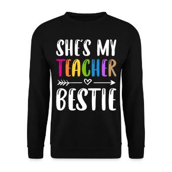 First Day Of School She's My Teacher Beast - Unisex Sweatshirt - black - Front - Alina (178cm) & Michal (187cm)