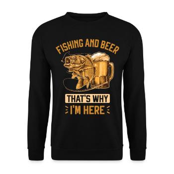Fishing and Beer Funny Fisherman Dad Gift - Unisex Sweatshirt - black - Front - Alina (178cm) & Michal (187cm)