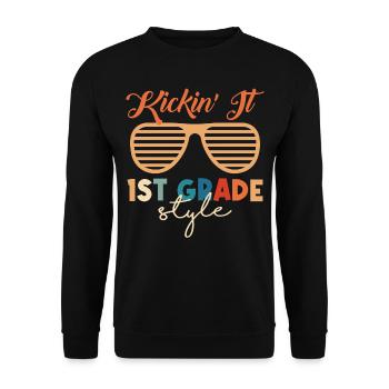 First Day Of School Kickin' It 1th Grade Style - Unisex Pullover - Schwarz - Vorne - Alina (178cm) & Michal (187cm)