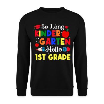 Premier jour d’école si long jardin d’enfants Bonjour 1er - Sweat-shirt Unisexe - noir - Devant - Alina (178cm) & Michal (187cm)