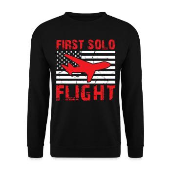 Aircraft Airplane Pilot Captain - First Solo Fligh - Unisex Pullover - Schwarz - Vorne - Alina (178cm) & Michal (187cm)