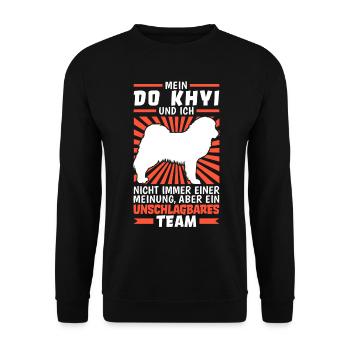 Do Khyi und ich sind unschlagbar Tibetmastiff - Unisex Pullover - Schwarz - Vorne - Alina (178cm) & Michal (187cm)