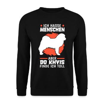 Do Khyi finde ich toll Tibetdogge - Unisex Pullover - Schwarz - Vorne - Alina (178cm) & Michal (187cm)