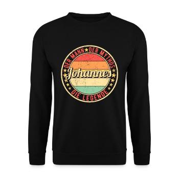Johannes Der Mann Der Mythos Die Legende - Unisex Pullover - Schwarz - Vorne - Alina (178cm) & Michal (187cm)