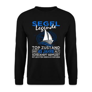 Segel Legende 45 Jahre - Segeln - Segelboot - Unisex Pullover - Schwarz - Vorne - Alina (178cm) & Michal (187cm)