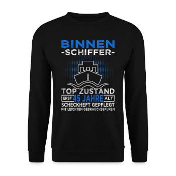 Binnenschiffer 45 Jahre - Boot Kapitän - Unisex Pullover - Schwarz - Vorne - Alina (178cm) & Michal (187cm)