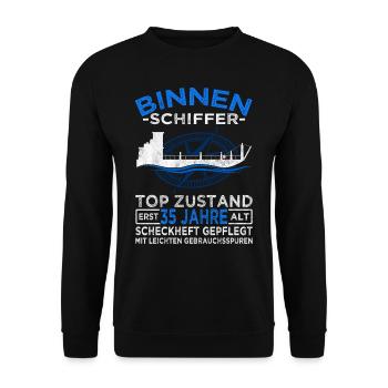 Binnenschiffer 35 Jahre - Seemann - Schiff Kapitän - Unisex Pullover - Schwarz - Vorne - Alina (178cm) & Michal (187cm)