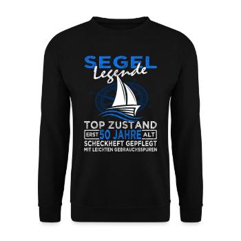 Segel Legende 50 Jahre - Segeln - Segelboot - Unisex Pullover - Schwarz - Vorne - Alina (178cm) & Michal (187cm)