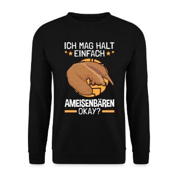 Ich mag einfach Ameisenbären Ameisenfresser - Unisex Pullover - Schwarz - Vorne - Alina (178cm) & Michal (187cm)