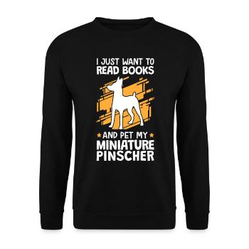 Coup de Pinscher nain et lecture de Pinscher - Sweat-shirt Unisexe - noir - Devant - Alina (178cm) & Michal (187cm)