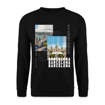 Barcelona Spain City Skyline Holiday Summer - Unisex Sweatshirt - black - Front - Alina (178cm) & Michal (187cm)