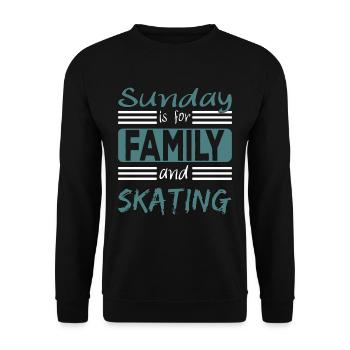 Sunday is for family and Skating Spruch - Unisex Pullover - Schwarz - Vorne - Alina (178cm) & Michal (187cm)
