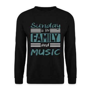 Sunday is for family and Music Spruch - Sweat-shirt Unisexe - noir - Devant - Alina (178cm) & Michal (187cm)