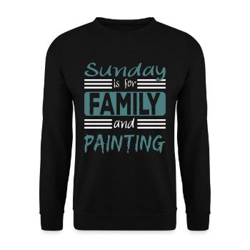 Le dimanche est pour la famille et la peinture Spruch - Sweat-shirt Unisexe - noir - Devant - Alina (178cm) & Michal (187cm)