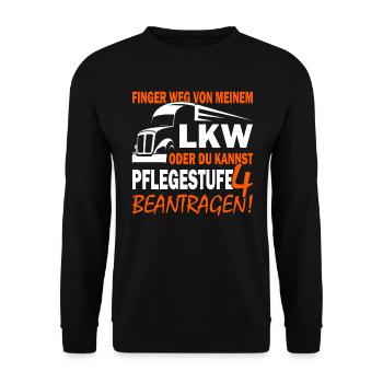 Finger weg von meinem LKW - LKW Fahrer - Unisex Pullover - Schwarz - Vorne - Alina (178cm) & Michal (187cm)