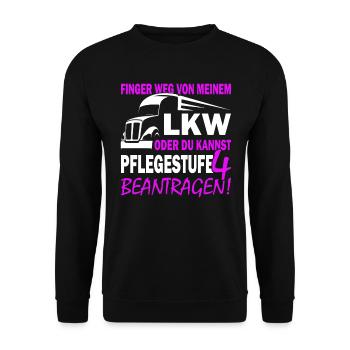 Finger weg von meinem LKW - LKW Fahrer - Unisex Pullover - Schwarz - Vorne - Alina (178cm) & Michal (187cm)