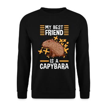 Capybara is my best friend capybara - Unisex Sweatshirt - black - Front - Alina (178cm) & Michal (187cm)