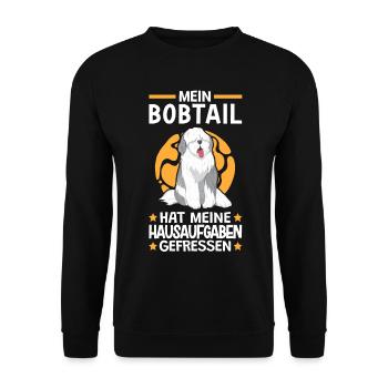 Bobtail hat meine Hausaufgaben gefressen - Unisex Pullover - Schwarz - Vorne - Alina (178cm) & Michal (187cm)