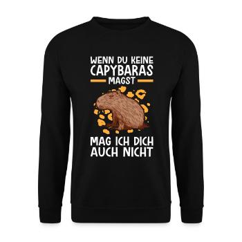 Capybaras nicht mögen Wasserschwein Capybara - Unisex Pullover - Schwarz - Vorne - Alina (178cm) & Michal (187cm)
