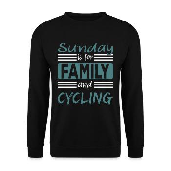 Sunday is for family and Cycling Spruch - Sweat-shirt Unisexe - noir - Devant - Alina (178cm) & Michal (187cm)