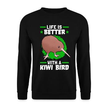La vie est meilleure avec un oiseau kiwi - Sweat-shirt Unisexe - noir - Devant - Alina (178cm) & Michal (187cm)