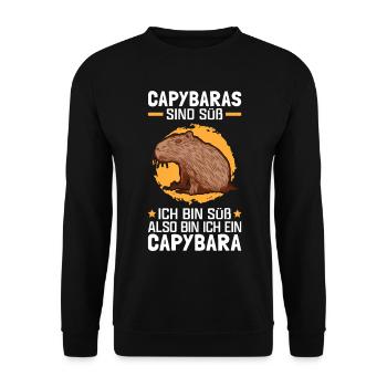 Capybaras sind süß Wasserschwein Capybara - Unisex Pullover - Schwarz - Vorne - Alina (178cm) & Michal (187cm)
