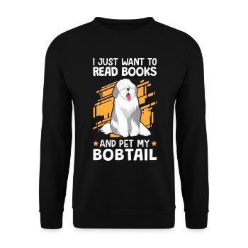 Reading books and petting Bobtail German Shepherd - Unisex Sweatshirt - black - Front - Alina (178cm) & Michal (187cm)