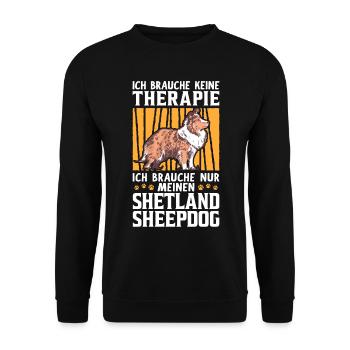 Ich brauche nur meinen Shetland Sheepdog - Unisex Pullover - Schwarz - Vorne - Alina (178cm) & Michal (187cm)