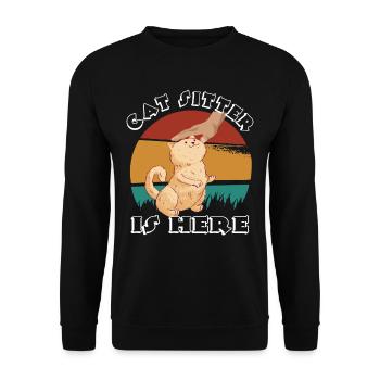 Cat Sitter Is Here for men, women and children - Sweat-shirt Unisexe - noir - Devant - Alina (178cm) & Michal (187cm)