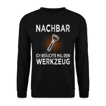 Nachbar - Nachbarin - Nachbarschaftsgeschenk - Unisex Pullover - Schwarz - Vorne - Alina (178cm) & Michal (187cm)