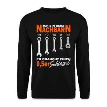 Bin beim Nachbarn - Nachbar - Nachbarin - Unisex Pullover - Schwarz - Vorne - Alina (178cm) & Michal (187cm)