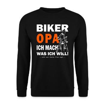 Biker Opa - Motorradfahrer - Motorrad - Unisex Pullover - Schwarz - Vorne - Alina (178cm) & Michal (187cm)