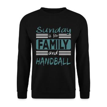 Sunday is for family and Handball Spruch - Sweat-shirt Unisexe - noir - Devant - Alina (178cm) & Michal (187cm)