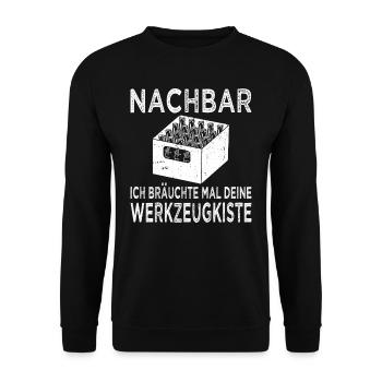 Nachbar - Nachbarin - Nachbarschaftsgeschenk - Unisex Pullover - Schwarz - Vorne - Alina (178cm) & Michal (187cm)