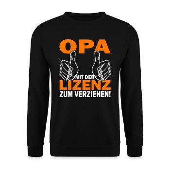Ich bin der Opa - Großvater - Großeltern - Unisex Pullover - Schwarz - Vorne - Alina (178cm) & Michal (187cm)
