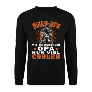 Biker Opa - Motorradfahrer - Motorrad - Unisex Pullover - Schwarz - Vorne - Alina (178cm) & Michal (187cm)