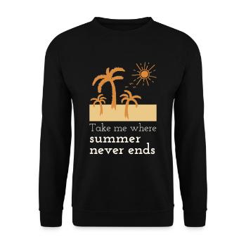 Sommer Palmen Strand Sonne Urlaub - Unisex Pullover - Schwarz - Vorne - Alina (178cm) & Michal (187cm)