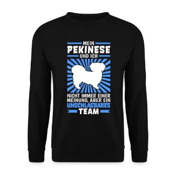Pekinese und Ich Peking-Palasthund - Unisex Pullover - Schwarz - Vorne - Alina (178cm) & Michal (187cm)